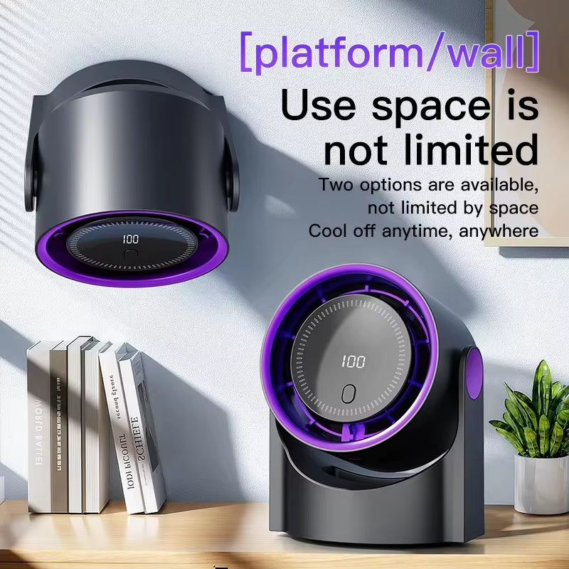 100 Level Bladeless Fan Portable Small Usb Charge Silent Desktop Digital Display High-Speed Circulating Cooling Fan