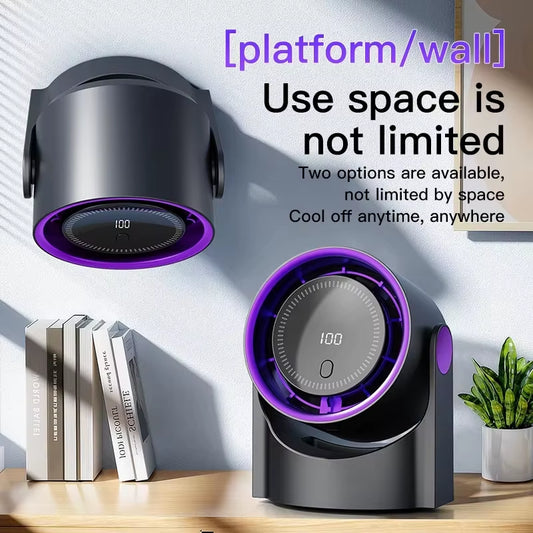 100 Level Bladeless Fan Portable Small Usb Charge Silent Desktop Digital Display High-Speed Circulating Cooling Fan