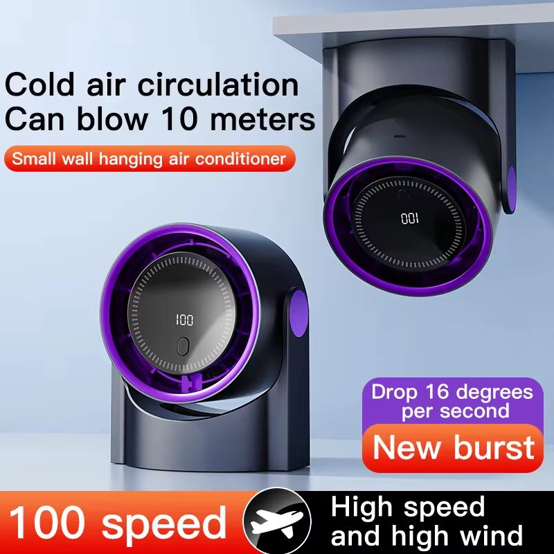 100 Level Bladeless Fan Portable Small Usb Charge Silent Desktop Digital Display High-Speed Circulating Cooling Fan