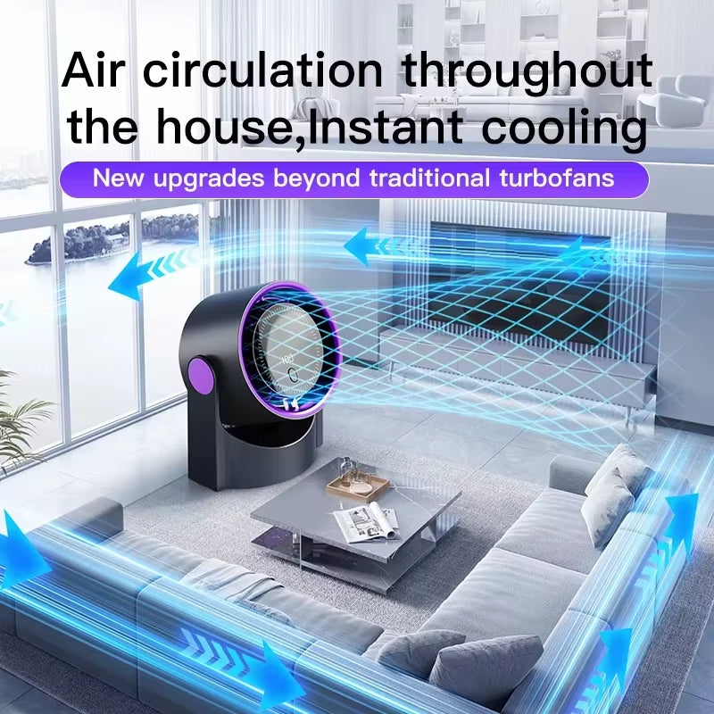 100 Level Bladeless Fan Portable Small Usb Charge Silent Desktop Digital Display High-Speed Circulating Cooling Fan